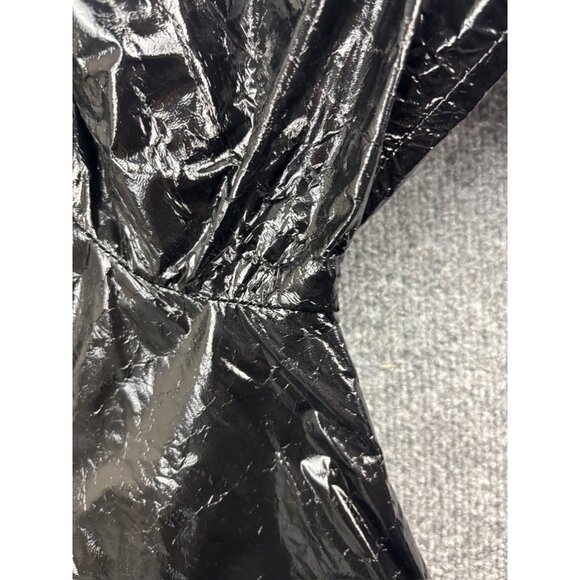 R13 Lambskin Leather Jacket Women's M Black Patent Full Zip Pockets Mock Neck - Picture 7 of 10